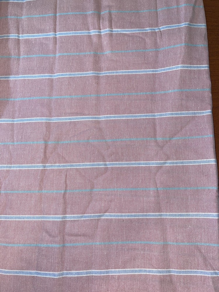 Vintage Poly Blend Pink & Blue Stripe Fabric 3/4 Yard X 60 inches