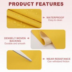 63×39.4in Faux Leather Sheets, Faux Leather Fabric Vinyl PVC, Yellow