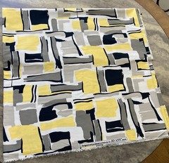 VTG Fabric Geometric Black-Yellow-Gray-White Pattern 48″x97″ Exclusive For Joann