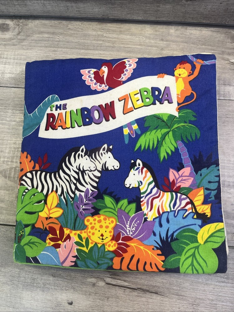 The Rainbow Zebra Book Fabric Cloth Baby Toddler Soft VINTAGE Colorful