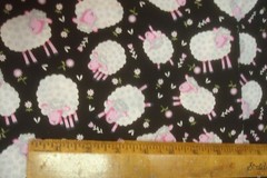 One yd Richlin Cotton Fabric Sheep Flock Toss black Quilt Craft 44″ x 36″ BTY