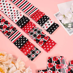 40Pcs Mother’S Day Cotton Fabric Strips Red Black Love Heart Polka Dots Fabric