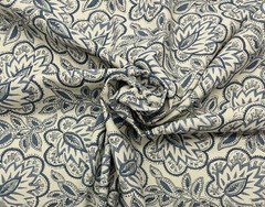 BALLARD DESIGNS BEMBRIDGE BLUE FLAX FLOARL PAISLEY MULTIUSE FABRIC BY YARD 54″W