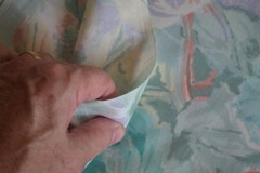 By 1/2 Yd, Large Abstract Floral Turquoise Peach & Yellow Pastels Cotton, N1491