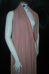 Linen Cotton Rayon Knit Jersey fabric1/8″ Red 3/16″ Natural Oatmeal Stripes