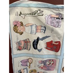 Vintage Aunt Lindy Paper Dolls Fabric Panel Sibling Arts Studio Blue Hill Retro