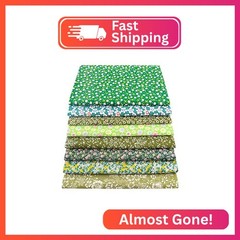 100% Cotton Fabric Bundle – 8 Pre-Cut Squares (20″x20″), Floral Pattern, Perfect