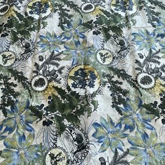 wintergraphix II blue green floral poinsettia pinecone Jason Yenter 1.8 yards