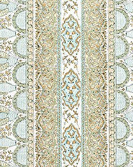Thibaut Curtain Fabric ‘AKOLA STRIPE ‘ 3.9 METRES SEAGLASS/GOLD Linen Blend