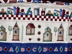 VTG Books Alphabet Checkered Birdhouses Border Stripes Oakhurst Textiles BTFQ