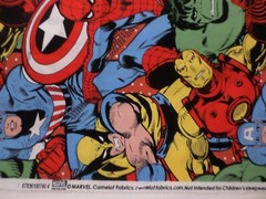 MARVEL COMIC PACK COTTON FABRIC SUPER HERO HULK CAPTAIN AMERICA 1Y X44″w