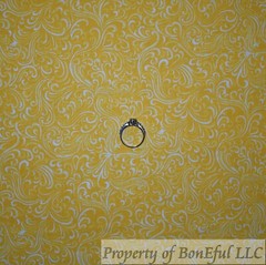 BonEFul FQ Cotton Quilt Yellow White Tone Sun Bright Swirl Scroll Calico Blender