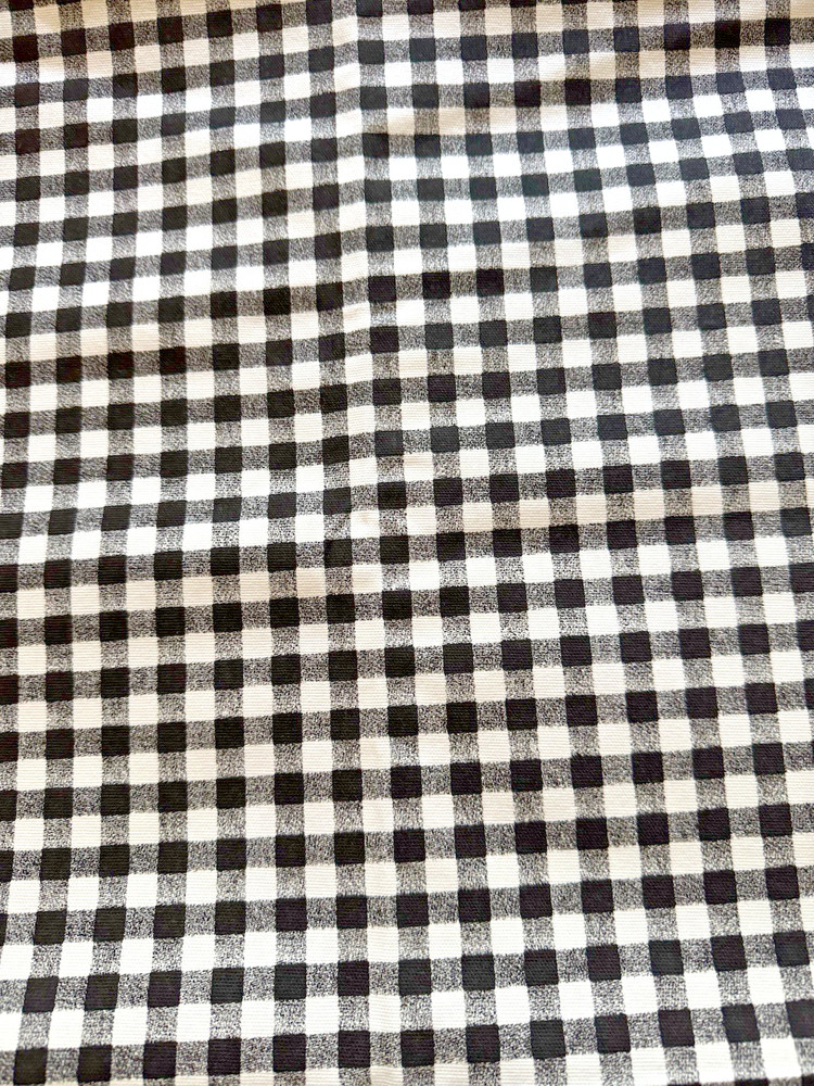 Black And White 3/8 Inch Checked Medium to Heavy Weight Cotton Material 70 X 56