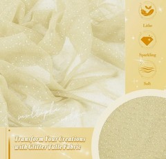 40 yards of Gold Glitter Mesh Tulle Netting 58″ Wide Polyester Fabric