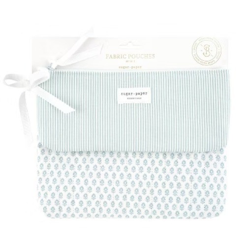 Sugar Paper Essentials 2pk Fabric Pouch Blue Floral/Blue Stripe