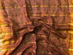 Pure Tussar Sari, Silk Fabric 5 Yard, Recycled Natural Vintage Fabric TSS3294