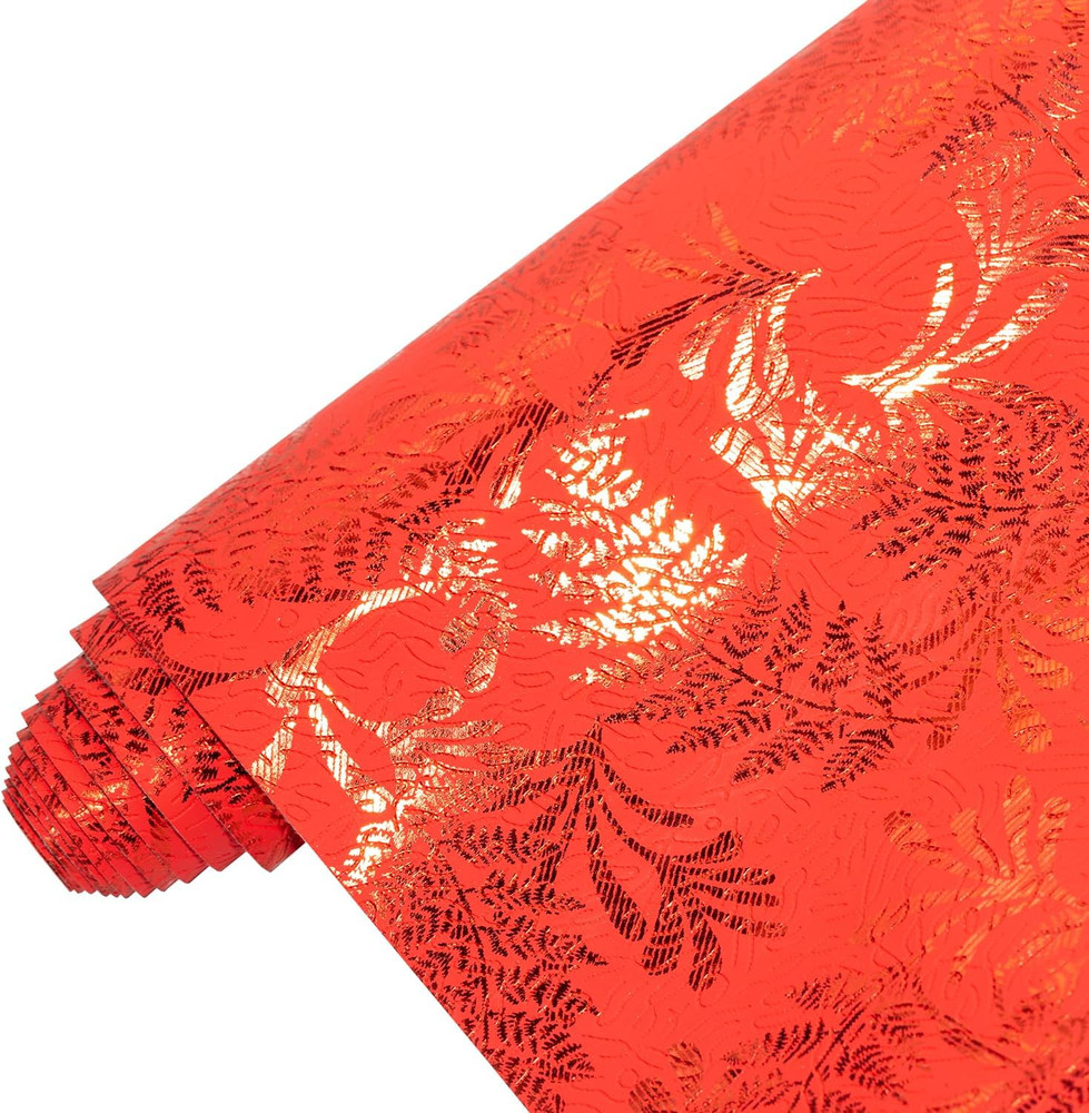 Floral Pattern Faux Leather Roll 12X54 Inches (30X137Cm) Vibrant Floral Printed