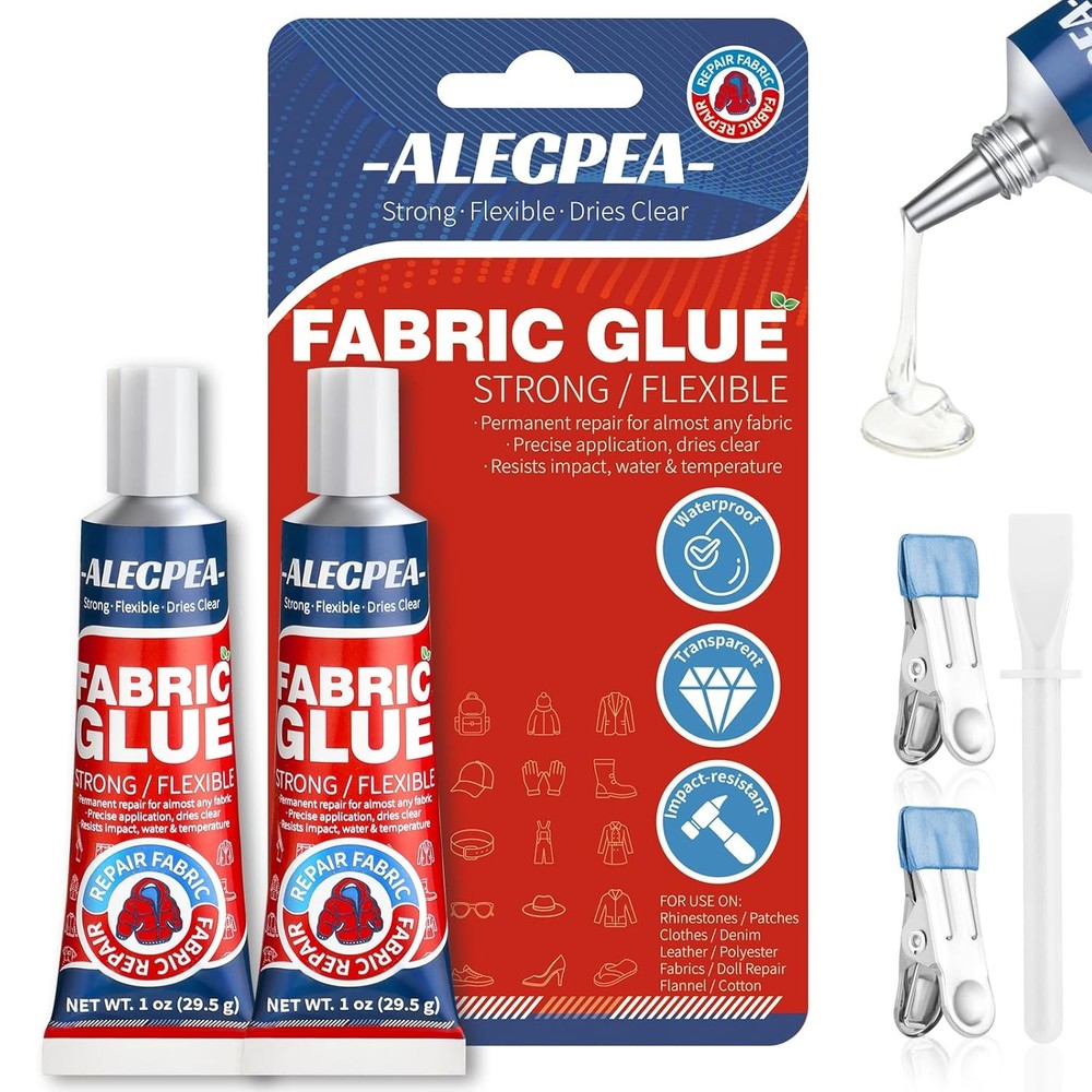 Permanent Fabric Glue Washable, 2-Pack Liquid Stitch for Clothing, Professional