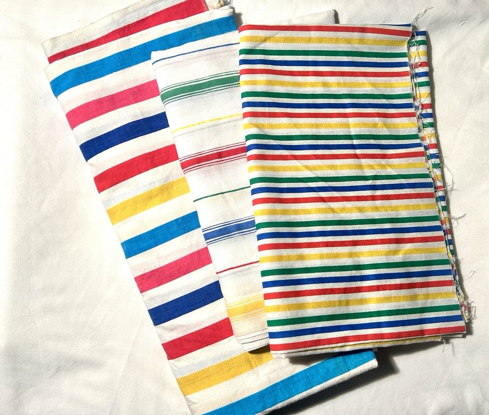 Lot of Bright & Colorful Striped Sewing Fabrics