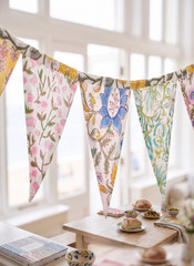 Handmade Floral Indian Block Print Cotton Bunting Reusable Fabric Garland 250 cm