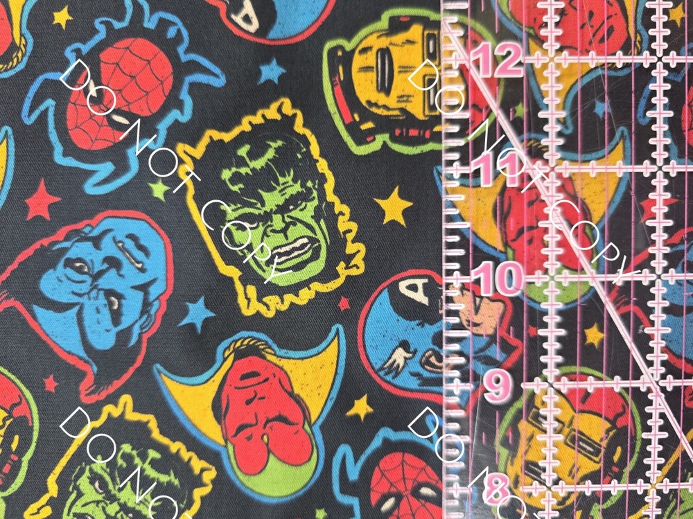 Custom 100% Cotton Woven Fabric Marvel Comics Faces By The 1/4 Yard 9×56