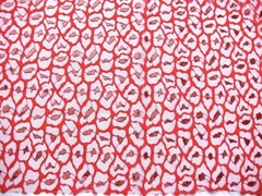 Red Tulle Lace Overlay Fabric Abstract Pattern Nylon Reflective Patch 36×58