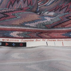 Vintage 1989 House N Home Flamestitch Drapery Fabric Mauve Blue 3 Yds 9″ x 56″