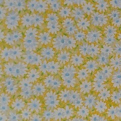 Floral Cotton Fabric Flowers KEEPSAKE CALICO Yellow Blue Green LAST HALF YARD