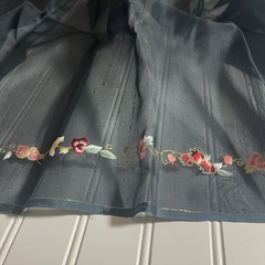SILK Blue-Gray- flowers FABRIC 3 Yards x 21 Inches Wide or 108 Inches x 21 Wide