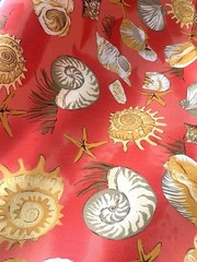 Heavy Outdoor Canvas Fabric SEASHELLS Design 9 1/2 Yard x 50 Inches
