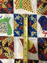Retro Fabric Colorful Patchwork Cheater Quilt Piece 26” X 44”Bonnets Birds Red
