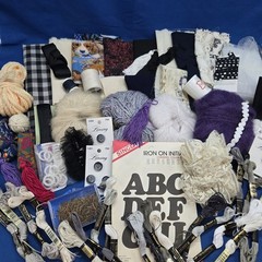 Slow Stitching Lot Fabric Buttons Floss Trim Thread Ribbon Sew Arts Crafts Black