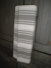 Dunroven House Farmhouse Awning Stripe Grey White Woven Cotton Homespun Fabric