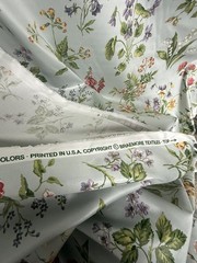 NOS Braemore 4 Yards x 56” lt blue with Multicolor Floral Drapery Fabric Vtg