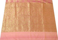Sushila Vintage Zari Woven Sari Remnant Scrap Magenta Art Silk Craft Fabric