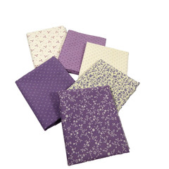 vintage fat quarter fabric bundle of 6 cotton crafts quilts cream grape/purple