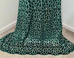1.75 Yard Green Silver Sequins Embroidered Lace fabric 50” Width