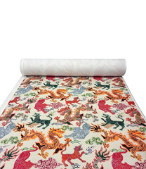 HAMILTON TIBETAN TIGER NATURAL DRAGONS PRINTED VELVET FABRIC BY THE YARD 54″W