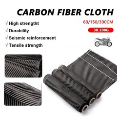 40″ – 118″ Real Carbon Fiber Fabric Cloth Roll 3k 200gsm 2×2 Twill Weave Black