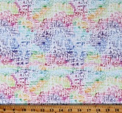 Cotton Rainbow Wonderland Colorful Textured White Fabric Print by Yard D142.22