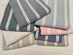 Linen Look Jacquard Striped Fabric Home Decor Material – 140cm wide – Pink