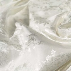 1 Yard Natural White Jacquard Satin Fabric Soft Polyester Material For Komono