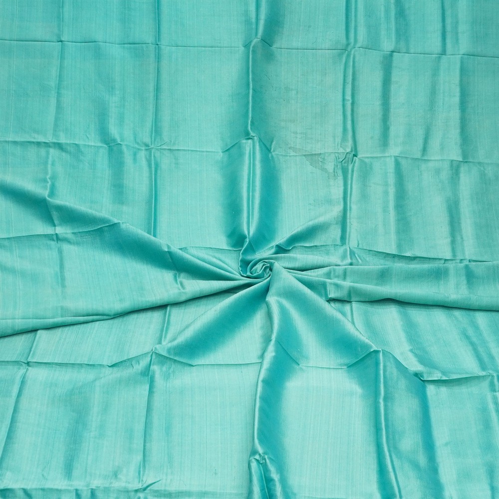 Vintage Blue 100% Pure Silk Handloom Sari Remnant 4YD Craft Fabric Silk Scrap