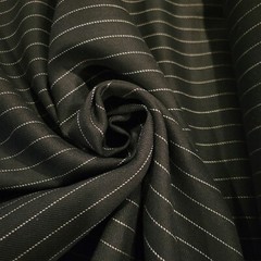Darkest Midnight Navy 100% Wool Suiting w/ White Dotted-Look Pinstripe!