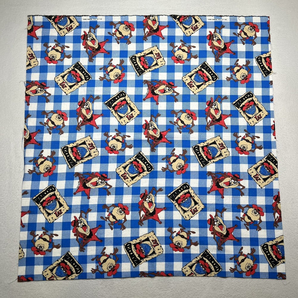 Taz 1994 Fabric 30”x30” Warner Brothers pre-cut Taz Caveman print