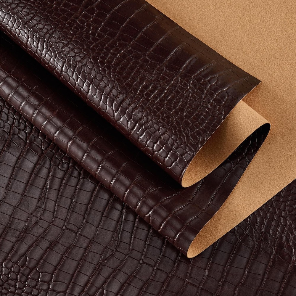 HYVAKUPPA Faux Alligator Fabric by The Yard 55″ W Crocodile Texture Vinyl Fak…