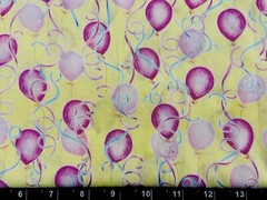 Tina SCRAP 9″x21″ Happy Birthday Balloons Swirl Ribbon Confetti FABRIC COTTON