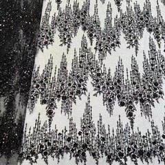 Beads Sequins Embroidery Lace Fabric Mesh Tulle DIY Sewing Wedding Party Dress