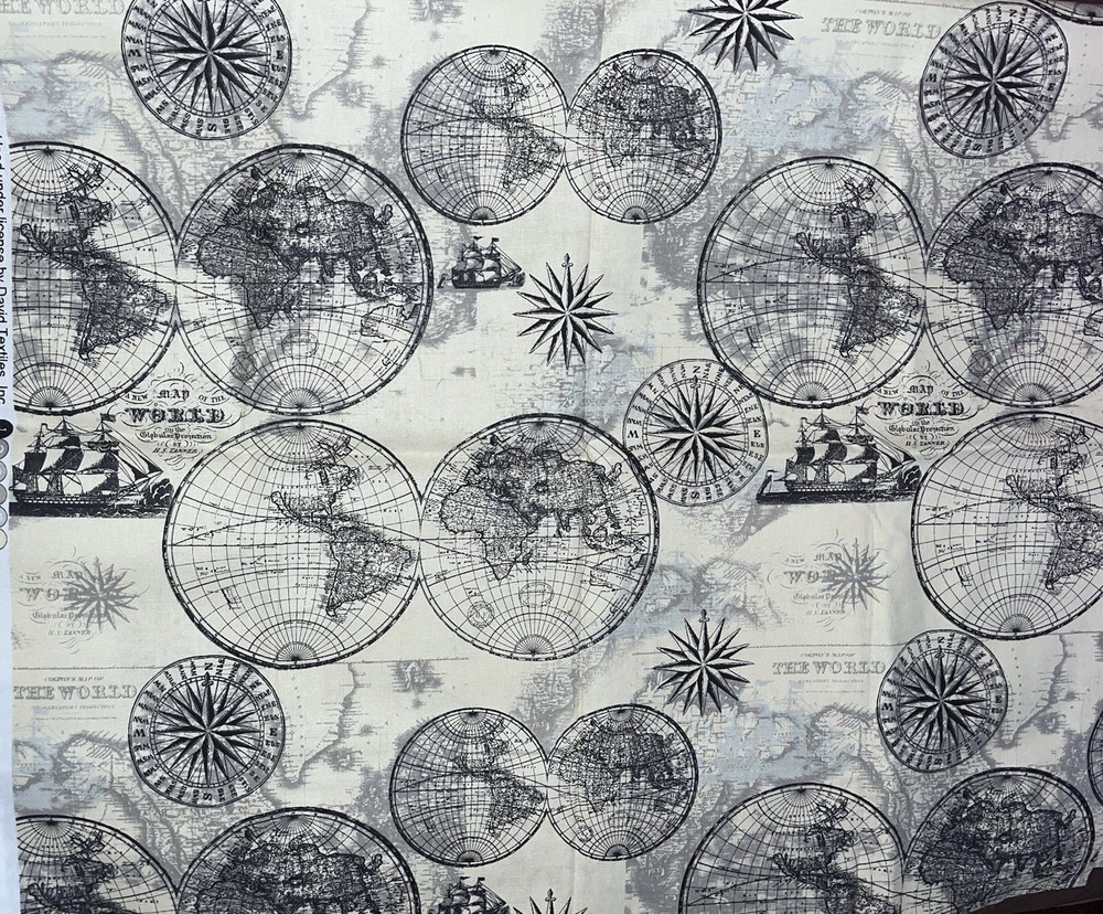 Novelty Ocean Maps by Lula Bijoux Studio for David Textiles BTFQ