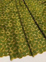 Green Gold Voile Lace| Gold Floral Lace Embroidery| Sold by 5 Yards.